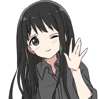 👋 emoji girl with long black hair @kpi_jojo Telegram sticker 23 of 32