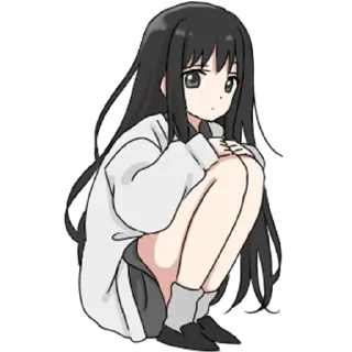 😨 emoji girl with long black hair @kpi_jojo Telegram sticker 16 of 32