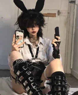 🐰 emoji Эмо девочка 🖤 Telegram sticker 7 of 11