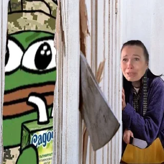 😱 emoji Жабка Пепе в ЗСУ Telegram sticker 6 of 117