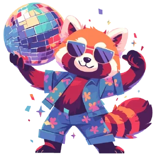 🪩 emoji Red panda @cute_enot_art Telegram sticker 17 of 49