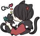 😘 emoji BLACK KITTEN :: @line_stickers Telegram sticker 21 of 120