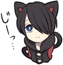 😞 emoji BLACK KITTEN :: @line_stickers Telegram sticker 14 of 120