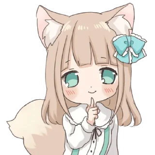 🤫 emoji Wolf Ear Girl @jp_stickers Telegram sticker 13 of 41