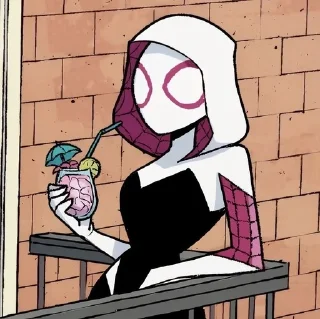 🍹 emoji 🖤🤍 Ghost Spider 🤍🖤 Telegram sticker 6 of 24