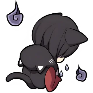 😞 emoji Чёрный котёнок @Nyasticks Telegram sticker 22 of 42