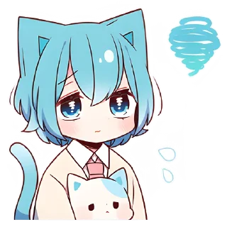🤨 emoji Голубой котик @Nyasticks Telegram sticker 14 of 41