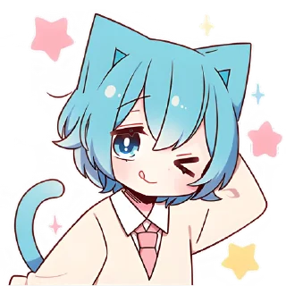 😉 emoji Голубой котик @Nyasticks Telegram sticker 17 of 41