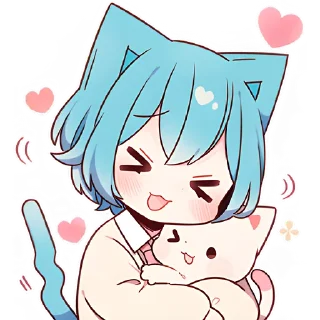 🥰 emoji Голубой котик @Nyasticks Telegram sticker 24 of 41