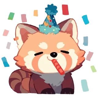 🥳 emoji Red panda @cute_enot_art Telegram sticker 12 of 49