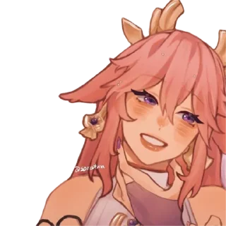 🤪 emoji Cute Yae Miko by @peach_artworld Telegram sticker 4 of 23