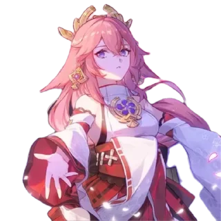 🤗 emoji Cute Yae Miko by @peach_artworld Telegram sticker 8 of 23