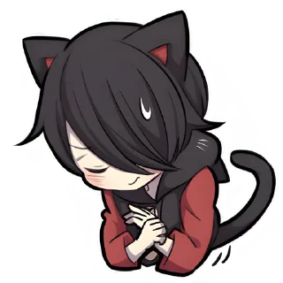 🙏 emoji Чёрный котёнок 3 @Nyasticks Telegram sticker 14 of 41