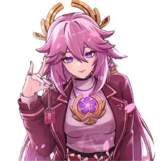😎 emoji Cute Yae Miko by @peach_artworld Telegram sticker 16 of 23