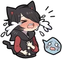 😭 emoji BLACK KITTEN 3 :: @line_stickers Telegram sticker 12 of 120