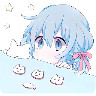 🙂 emoji Голубая девочка @Nyasticks Telegram sticker 23 of 41