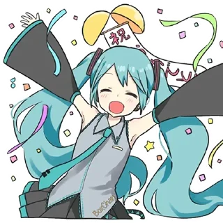🎉 emoji Мику Хацунэ "BoxChan" Telegram sticker 18 of 40