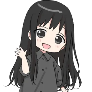 👋 emoji girl with long black hair @kpi_jojo Telegram sticker 22 of 32
