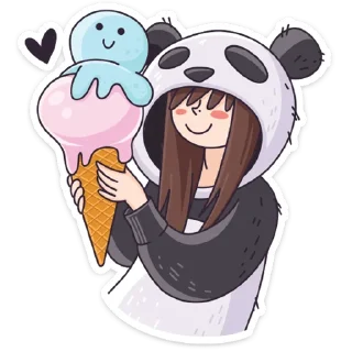 🍦 emoji Девочка-Панда и Барсик @tgsticker Telegram sticker 16 of 44