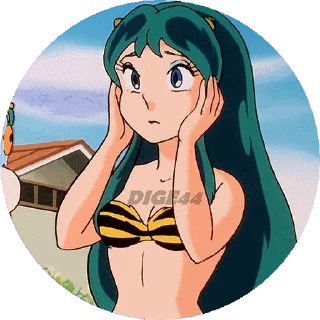 👂 emoji @STIKERFORALL URUSEI YATSURA LAMU' LUM PHOTO-CIRCLE Telegram sticker 13 of 80