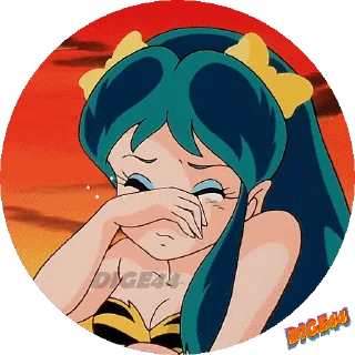 😢 emoji @STIKERFORALL URUSEI YATSURA LAMU' LUM PHOTO-CIRCLE Telegram sticker 2 of 80