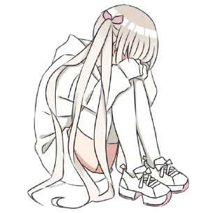 😢 emoji hoodiegirl(White) Telegram sticker 19 of 40