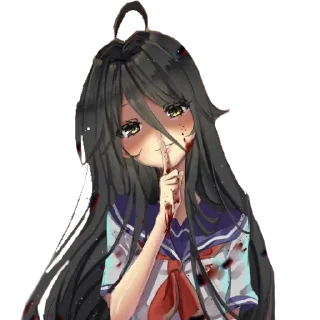 🤫 emoji 「Ayano Aishi」🖤 Telegram sticker 17 of 36