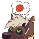Sticker from Kona the brown hyena-mutt