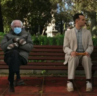😷 emoji Bernie sitting | @HolyPulpFiction Telegram sticker 16 of 95