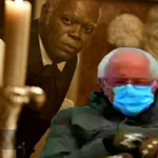 😷 emoji Bernie sitting | @HolyPulpFiction Telegram sticker 19 of 95