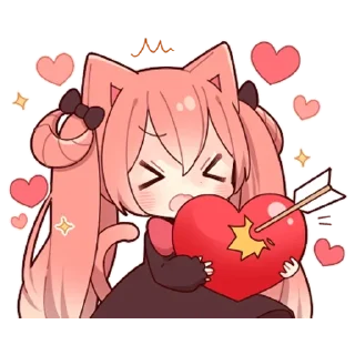 😍 emoji Розовая Нэко Telegram sticker 15 of 36