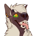 Sticker from Kona the brown hyena-mutt