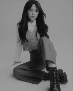 Sticker from Jenna_Ortega_blackwhite