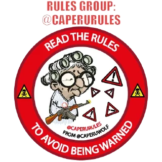 Sticker from Rules @CAPERUWOLF