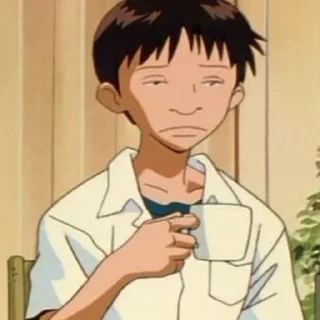 😐 emoji Shinji with a fucking cup Telegram sticker 22 of 26