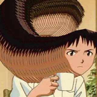 😐 emoji Shinji with a fucking cup Telegram sticker 18 of 26