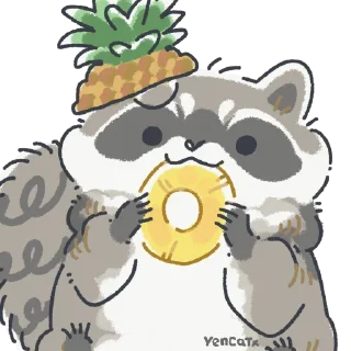 🍍 Cute Raccoon by @carlysticker, стікер Telegram 23 з 41