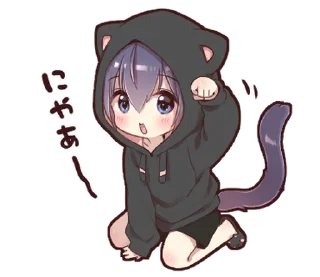 🐱 emoji Boy of a black cat(hoody)2 @deazzle Telegram sticker 20 of 32