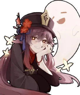 🙂 emoji Hu Tao (genshin_impact) @Anak_kucing_stiker Telegram sticker 12 of 35