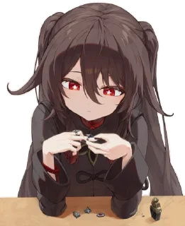 😌 emoji Hu Tao (genshin_impact) @Anak_kucing_stiker Telegram sticker 20 of 35