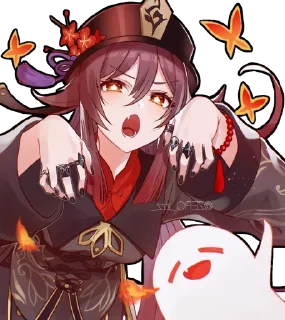 👻 emoji Hu Tao (genshin_impact) @Anak_kucing_stiker Telegram sticker 13 of 35