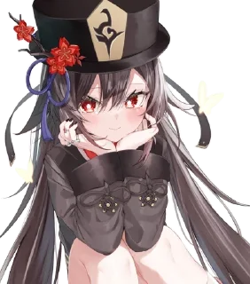 🙂 emoji Hu Tao (genshin_impact) @Anak_kucing_stiker Telegram sticker 15 of 35