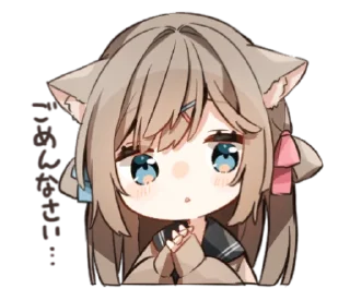 😓 emoji ねこみみ女子高生 Telegram sticker 12 of 40