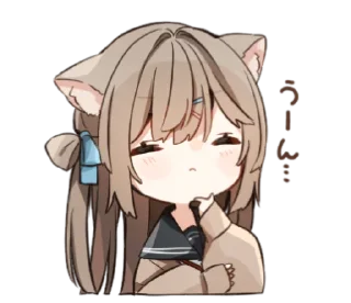 🤔 emoji ねこみみ女子高生 Telegram sticker 10 of 40