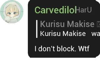 Sticker from Carvedilol's stic-pack (@Kurisu_Makise_robot)