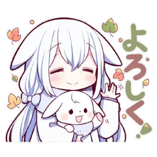 🤝 emoji WHITE SWEETIE BUNNY 1 uzume Ver. Telegram sticker 13 of 40
