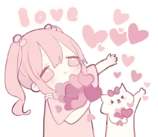 ⭐ emoji Dull pink cat and girl @deazzle @cremium Telegram sticker 22 of 24