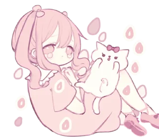 ⭐ emoji Dull pink cat and girl @deazzle @cremium Telegram sticker 11 of 24