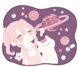 ⭐ emoji Dull pink cat and girl @deazzle @cremium Telegram sticker 20 of 24