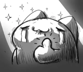 ⭐ emoji 貓貓蟲咖波-黑白素描奇怪表情篇 @moe_sticker_bot Telegram sticker 9 of 32